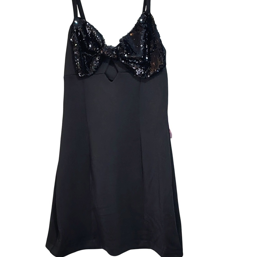 Johnny Wujek JC Penny Black/Silver Sequin Mini Dress Party Sleeveless - L NWT